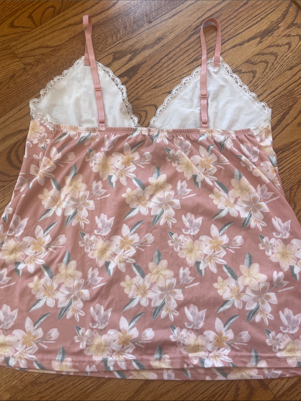 Nanette Lepore Pink Floral Pajama Camisole Top Lace Detail Size Large EUC - Picture 5 of 5